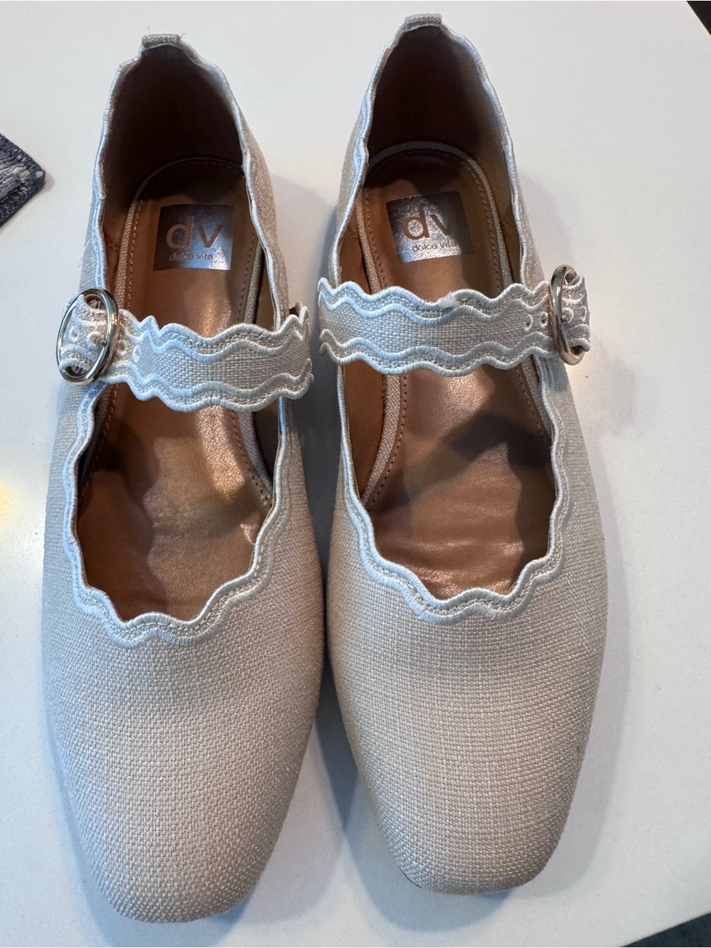 Dolce vita DV scallop linen like Mary Jane's. New